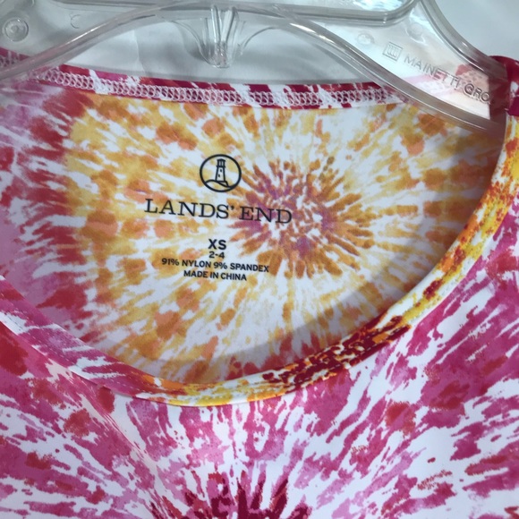Lands End, Rash Guard, Swim Shirt Pink yellow long sleeve Top Womens size XS - Picture 3 of 4